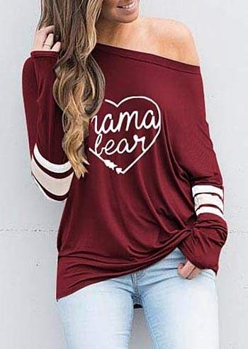 

Mama Bear Long Sleeve T-Shirt, Dark grey;burgundy, 157085