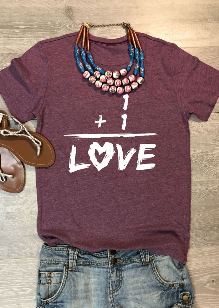 

Love O-Neck Short Sleeve T-Shirt Tee, Cameo brown, 437513