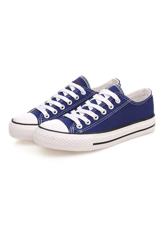 Solid Lace Up Canvas Sneakers