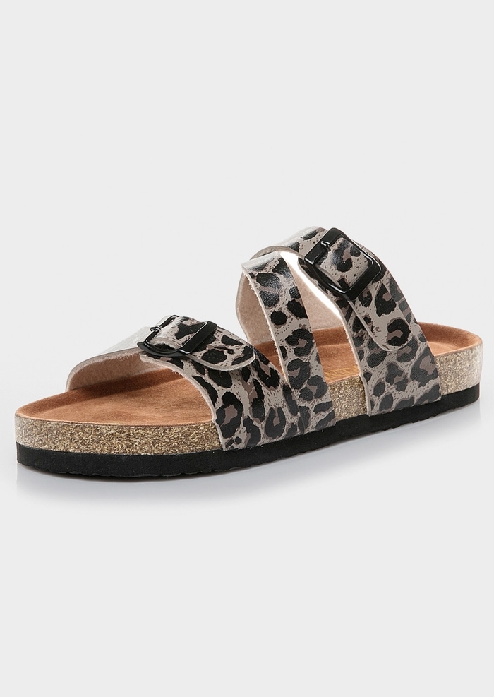 Leopard Printed Buckle Strap Sandals - Fairyseason