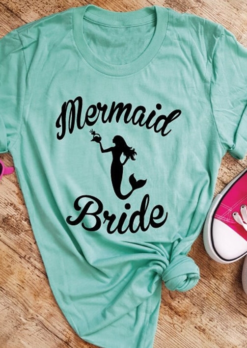 

Mermaid Bride O-Neck T-Shirt Tee, Light green, 437633