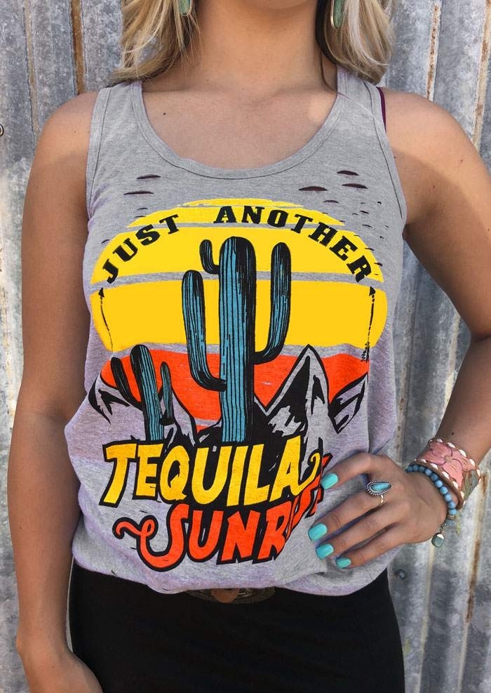 

Just Another Tequila Sunrise Tank, Gray, 406456