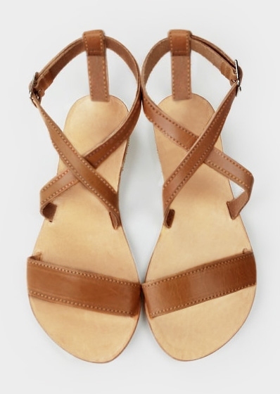 

Solid Buckle Strap Flat Sandals, Light brown, 437593