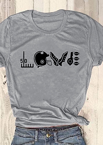 

Football O-Neck Short Sleeve T-Shirt Tee, Gray, 437827