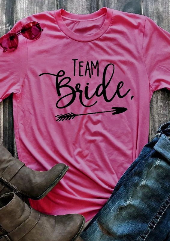 

Team Bride Arrow T-Shirt Tee, Rose red, 437828