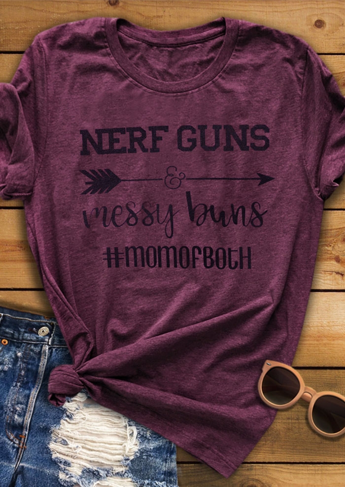 Nerf Guns Messy Buns Arrow T-Shirt Tee - Purple