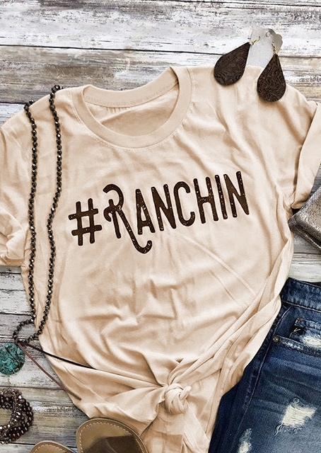 

Ranchin Short Sleeve T-Shirt Tee, 438173, Light khaki
