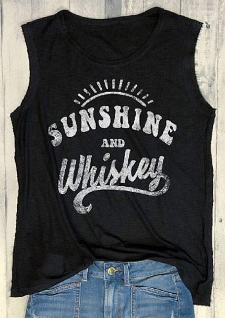 

Sunshine And Whiskey O-Neck Tank, Black, 189998
