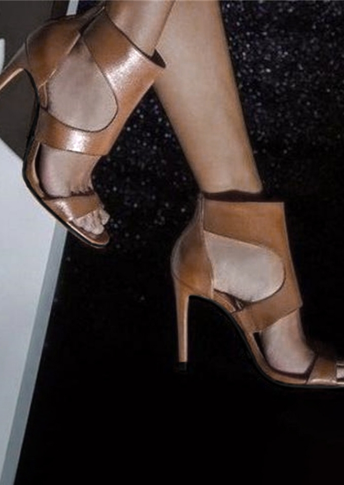 

Solid Fashion Heeled Sandals, 438323, Black;light brown