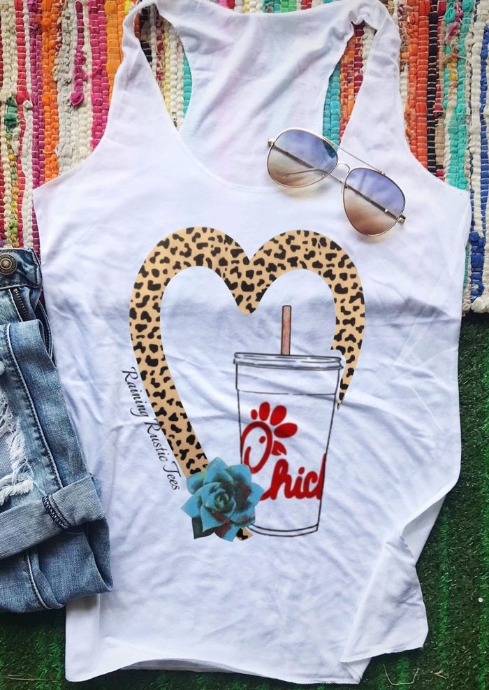 

Leopard Printed Heart Tank, White, 437884