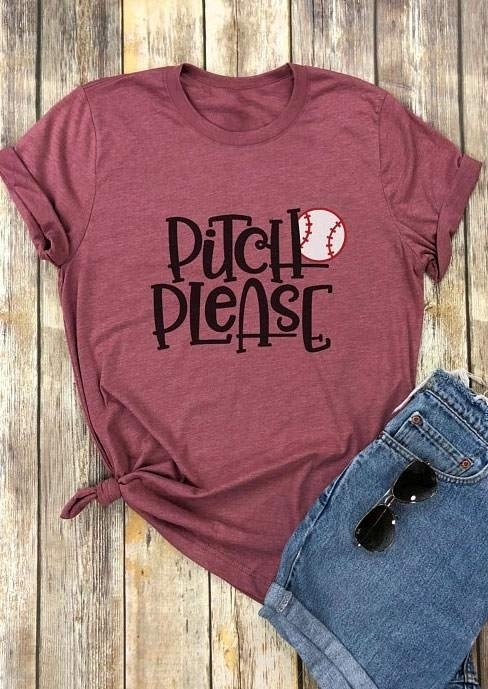

Pitch Please Baseball Short Sleeve T-Shirt, Cameo brown, 185840