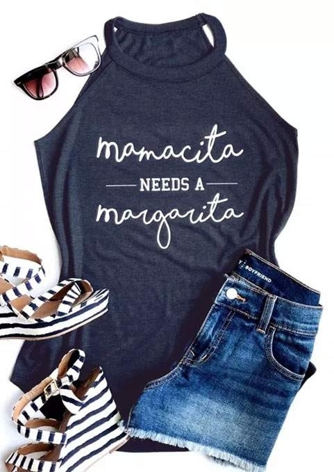 

Tank Tops Mamacita Needs A Margarita Tank Top in Navy Blue. Size