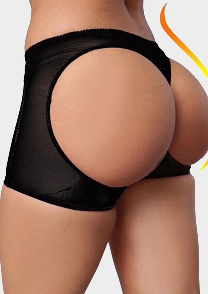 

Solid Hollow Out Panties, Black;flesh, 435536