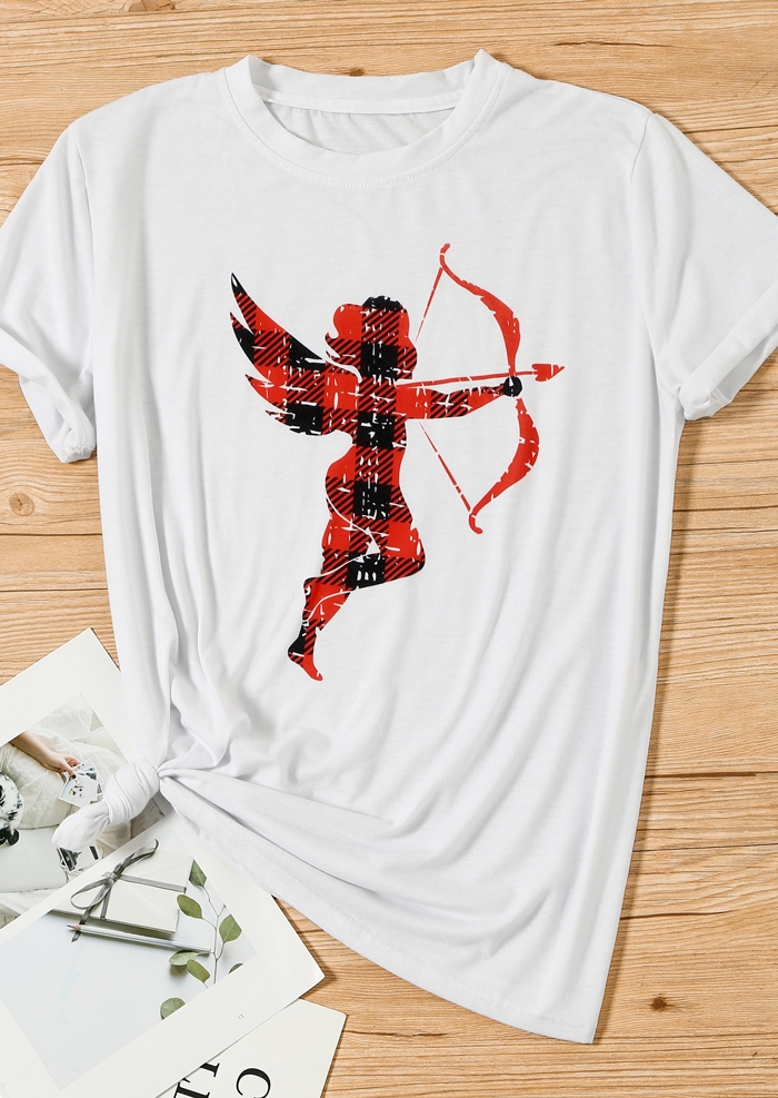 

Cupid O-Neck Short Sleeve T-Shirt Tee, White, 438294