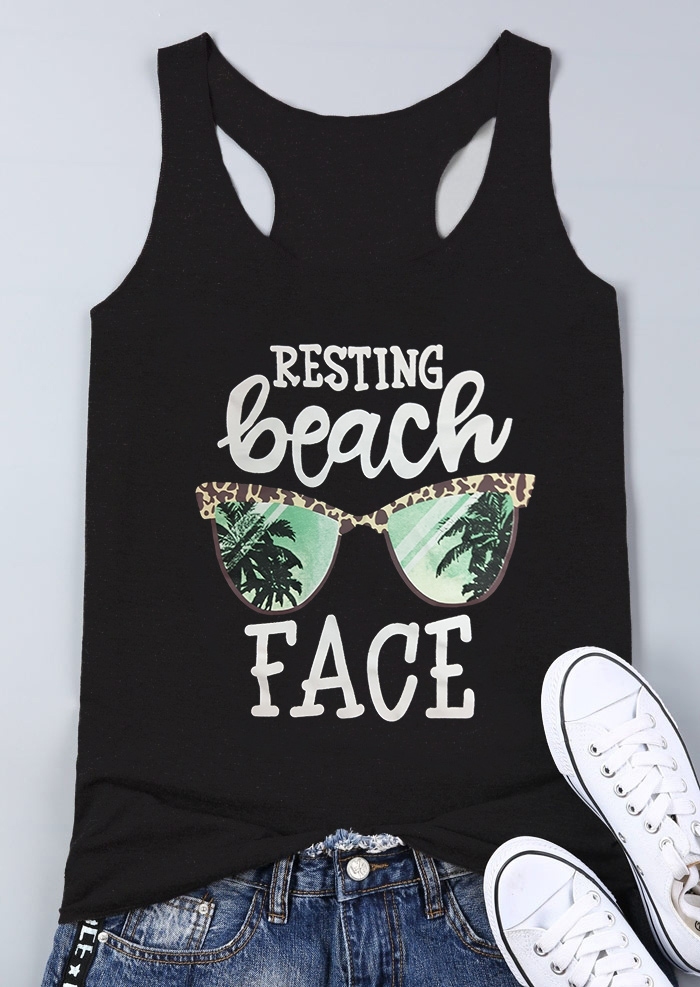 

Resting Beach Face Tank, Black, 438854