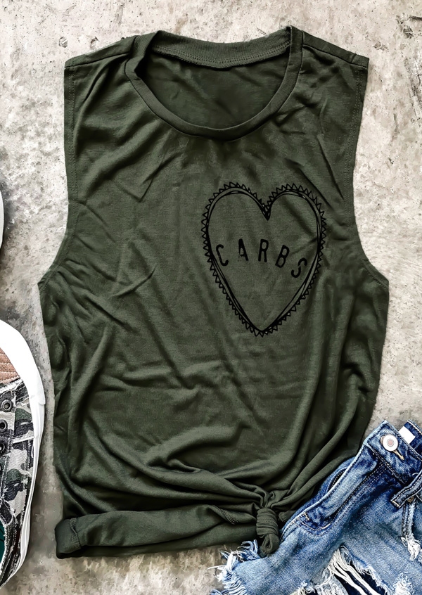 

Carbs Heart O-Neck Tank, Army green, 439017