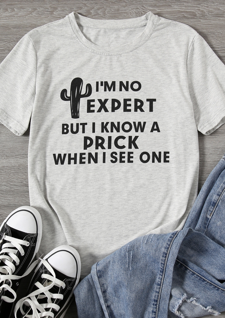 

I' Not Cactus Expert T-Shirt Tee, 439051, Light grey