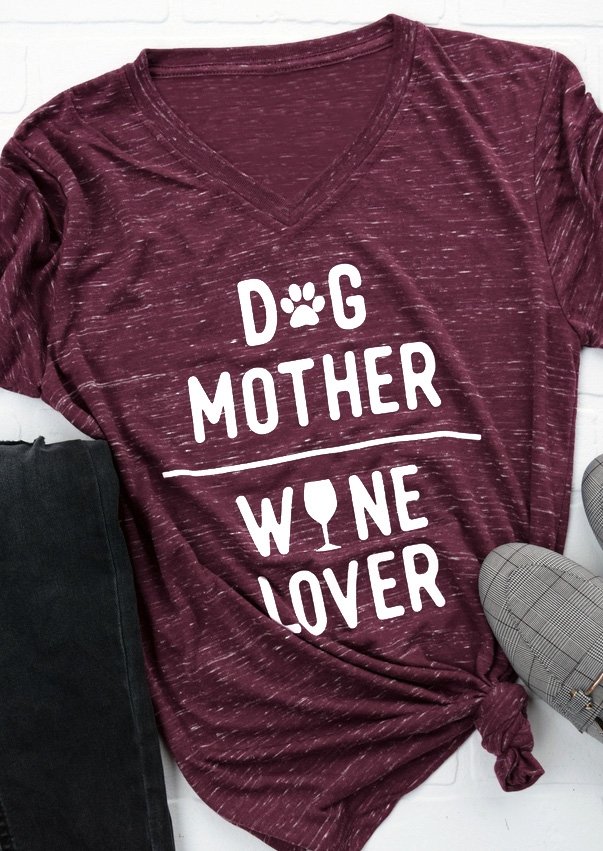 

Dog Mother Wine Lover T-Shirt Tee, 439041, Burgundy