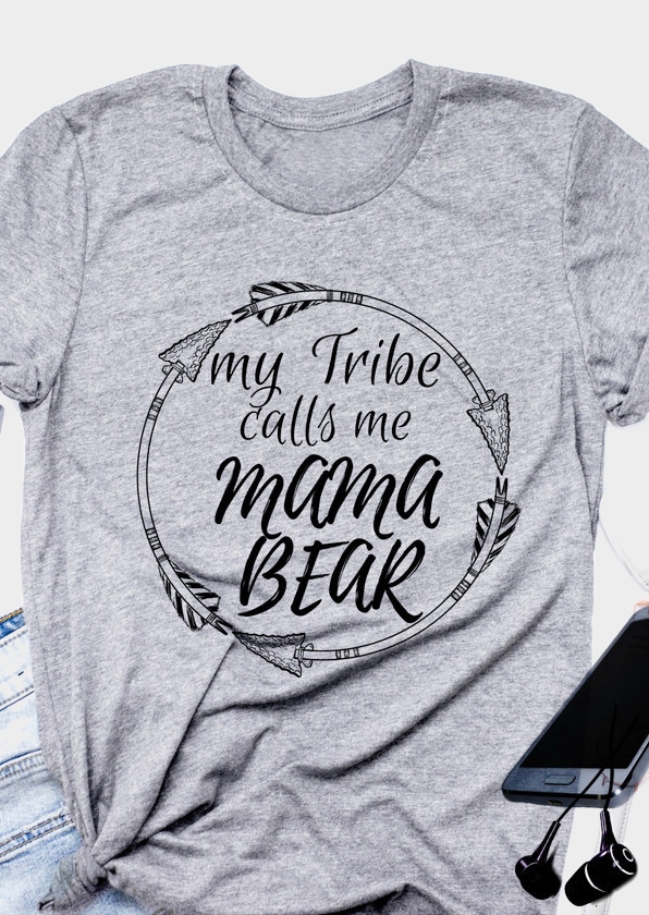 

My Tribe Calls Me Mama Bear T-Shirt Tee, Gray, 438953