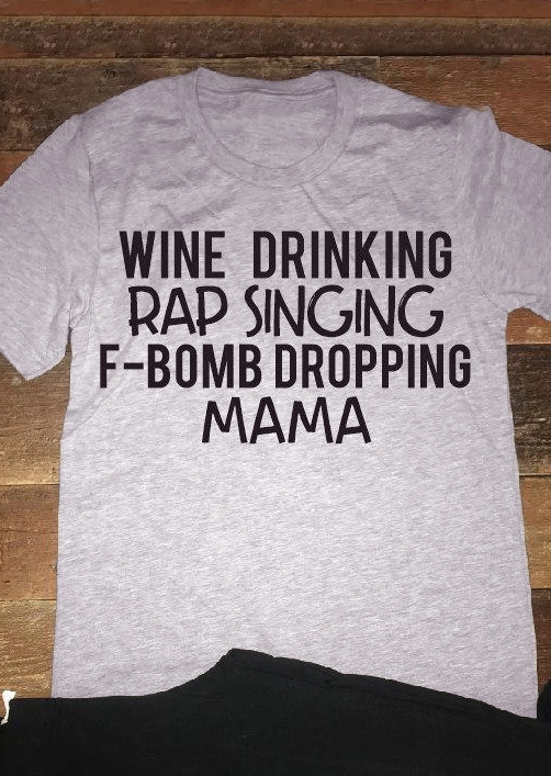

Wine Drinking Rap Singing T-Shirt Tee, Light grey, 438967