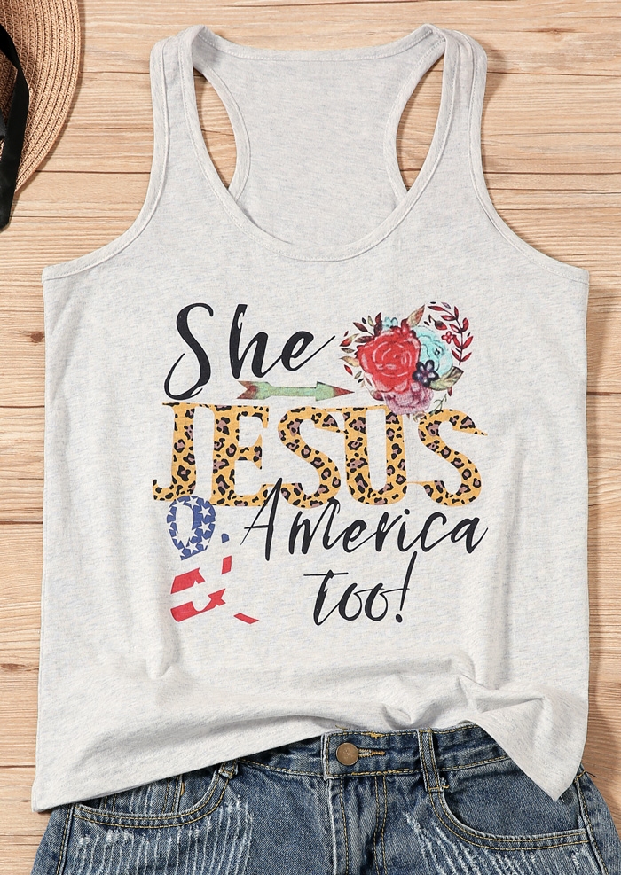 

She Jesus America Too Tank, Light grey, 438868