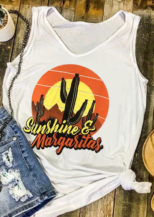 

Sunshine Margaritas Cactus Tank, White, 439716