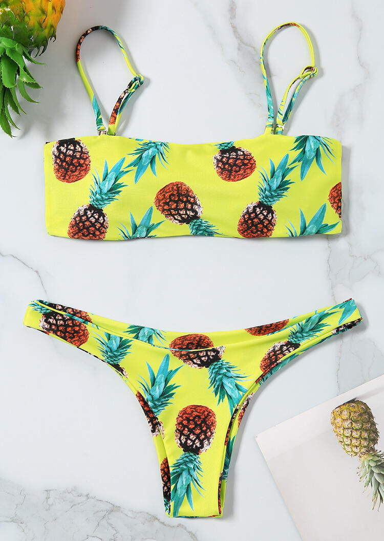 

Bikini Sets Pineapple Low Waist Bikini Set in Yellow. Size