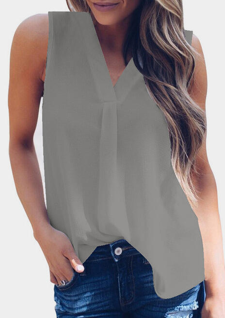 

Tank Tops V-Neck Casual Tank Top in Gray. Size