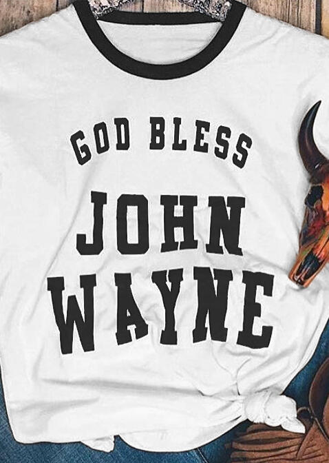 

God Bless John Wayne T-Shirt Tee, White, 440342