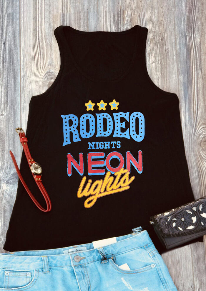 

Tank Tops Rodeo Nights Neon Lights Tank in Black. Size: M