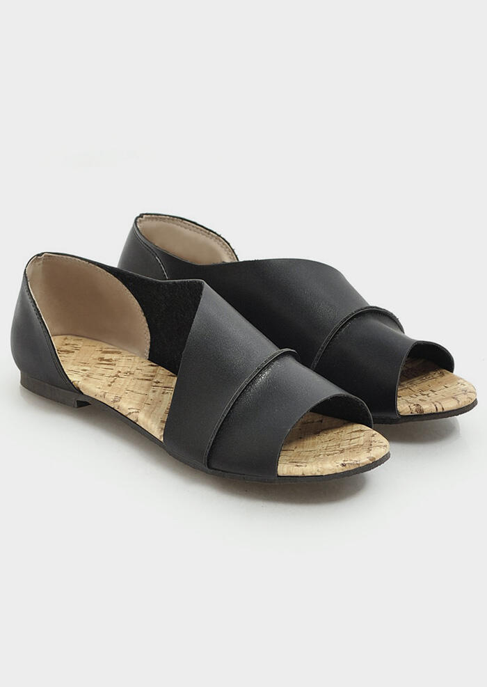

Solid Slide Round Toe Sandals, Black;brown;army green, 440352