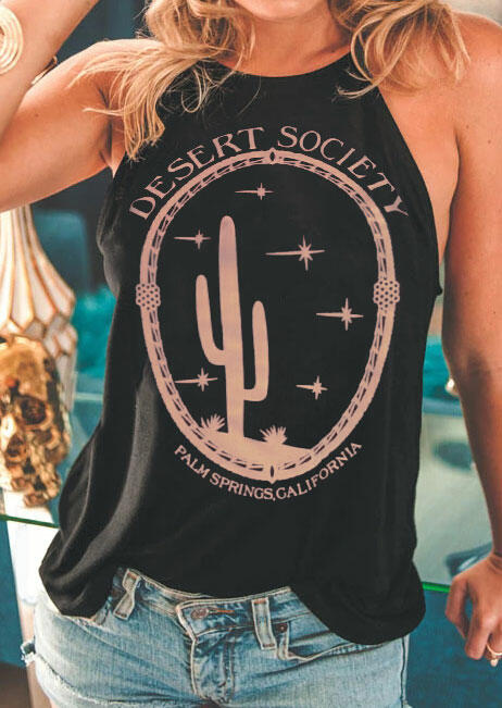 

Tank Tops Desert Society O-Neck Tank in Black. Size: ,XL