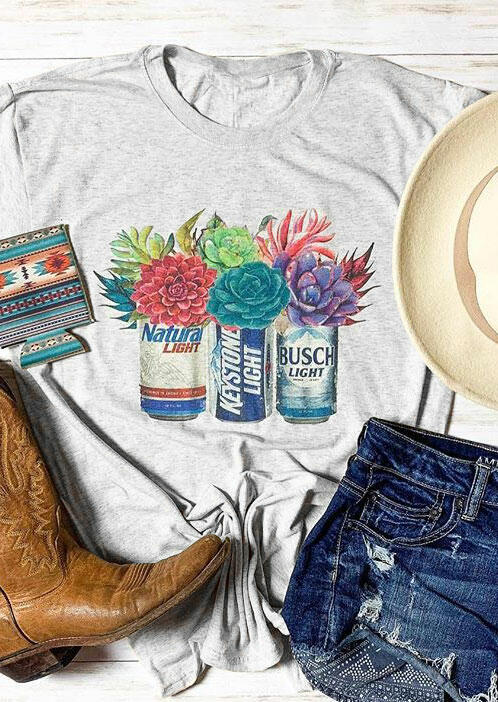

Natural Light Keystone Light T-Shirt Tee, Gray, 440744