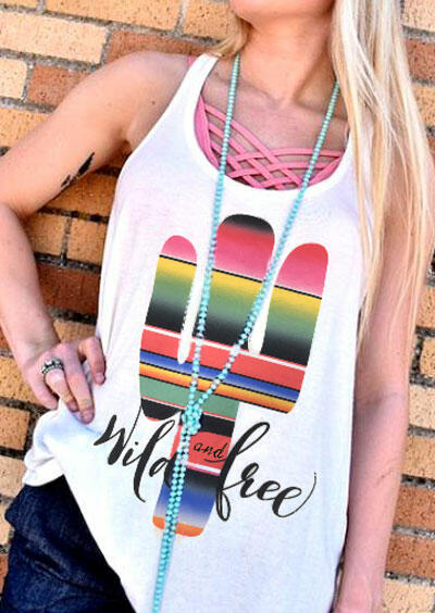 

Tank Tops Wild And Free Cactus Tank without Necklace in White. Size