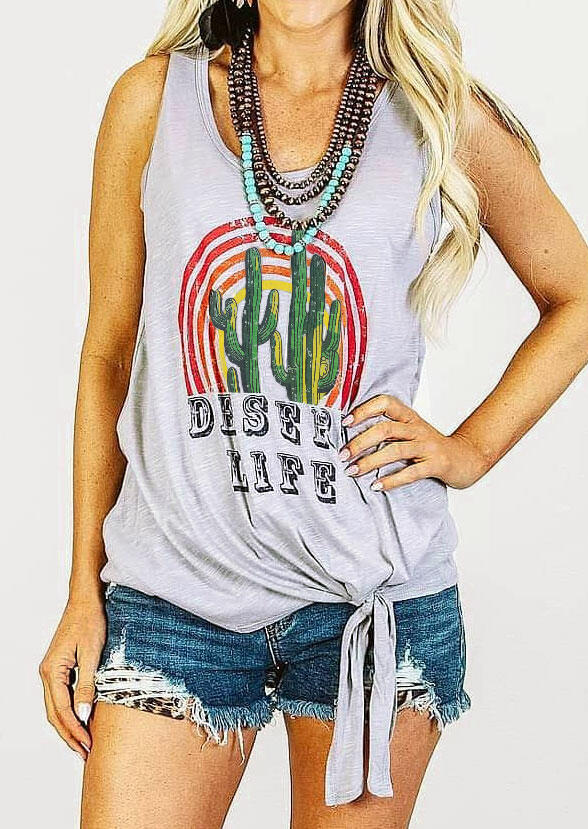 

Cactus Desert Life O-Neck Tank without Necklace, Gray, 440457