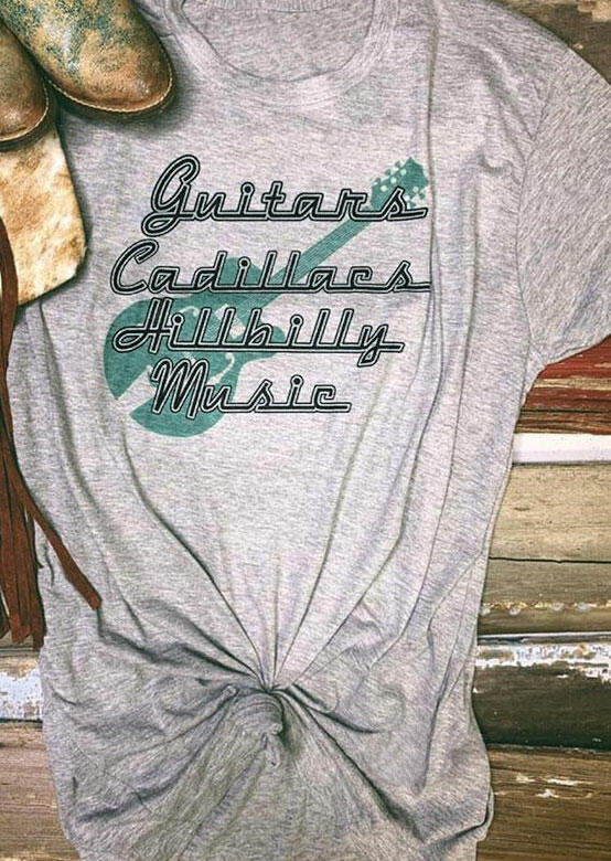 

Guitars Cadillacs Hillbilly Music T-Shirt Tee, 441109, Gray