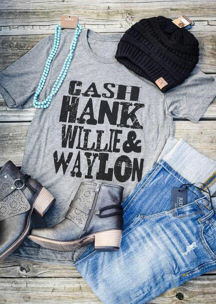 

Cash Hank Willie & Waylon T-Shirt Tee - Gray, 441082