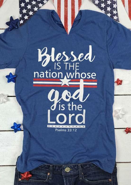 

Blessed Is The Nation Whose God Is The Lord T-Shirt, 400519, Blue