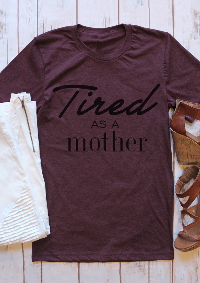 

Tees T-shirts Tired As A Mother T-Shirt in Purple. Size
