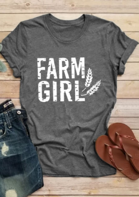 

Tees T-shirts Farm Girl Wheat O-Neck T-Shirt in Gray. Size