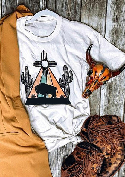 

Tees T-shirts Desert Buffalo Cactus T-Shirt Tee in White. Size