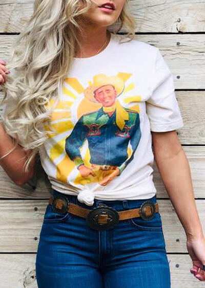 

Ray Of Sunshine O-Neck T-Shirt Tee, White, 441288