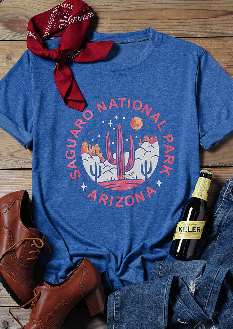 

Arizona Saguaro National Park Cactus T-Shirt Tee, Blue, 442109