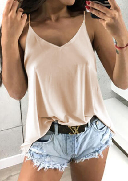 

Solid V-Neck Camisole, Flesh, 442367