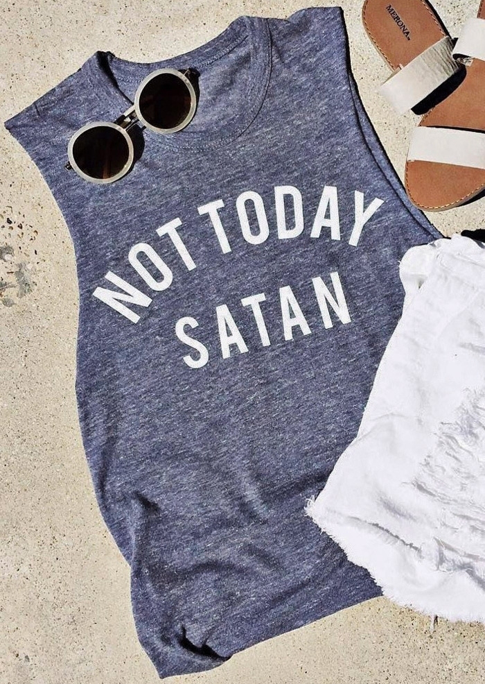 

Not Today Satan Tank, Blue, 122068