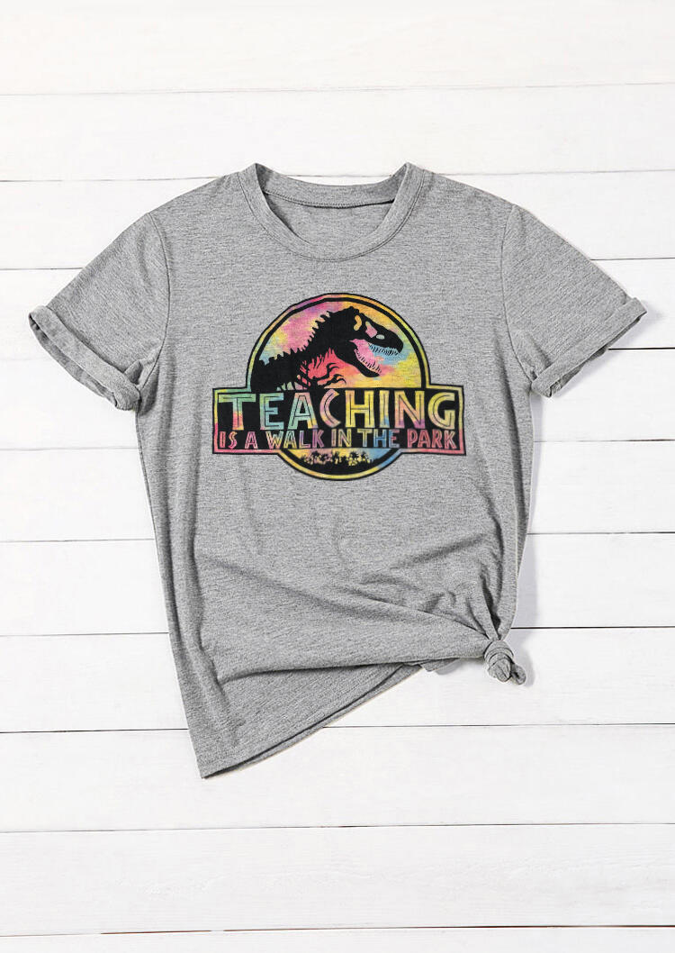 

Tees T-shirts Teaching Is A Walk In The Park T-Shirt Tee in Gray. Size