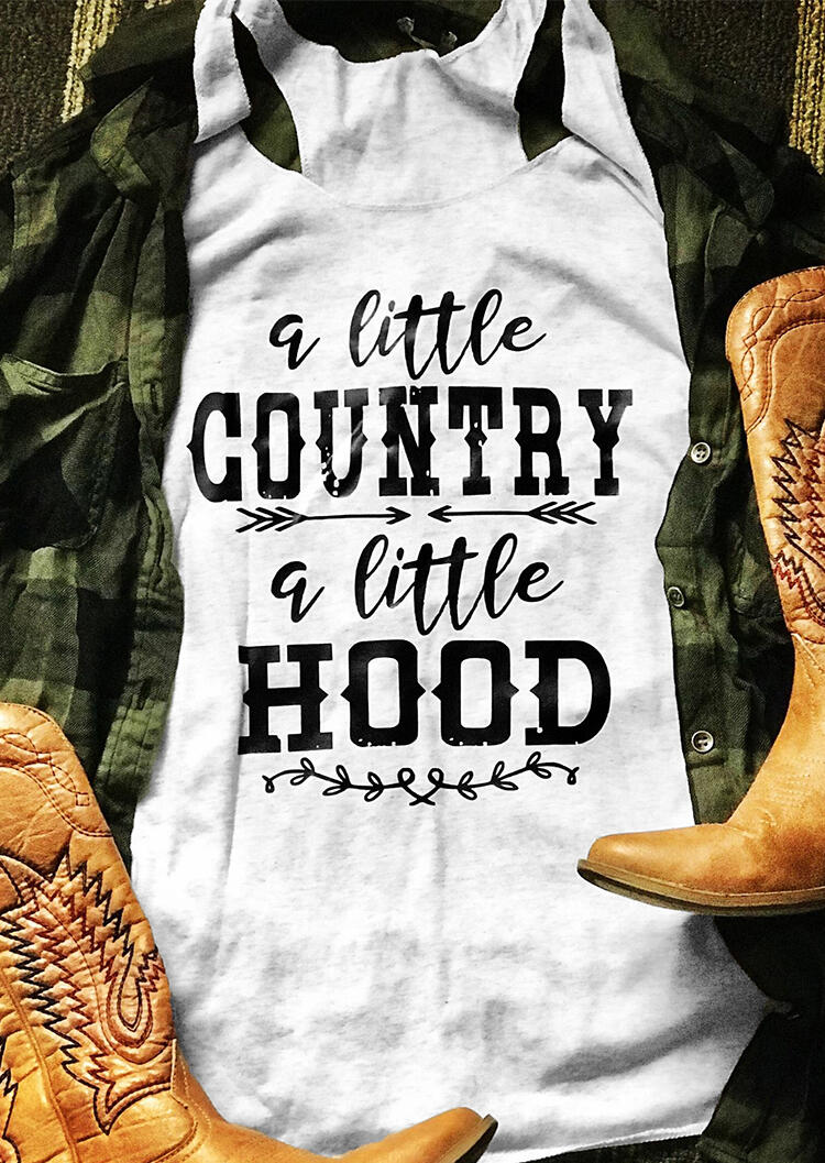 Tank Tops A Little Country A Little Hood Racerback Tank Top in White. Size: S