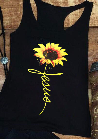

Sunflower Jesus Racerback Tank, 441425, Black