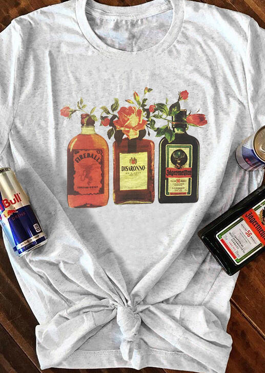 

Tees T-shirts Fireball Disaronno Floral T-Shirt Tee in Light Grey. Size