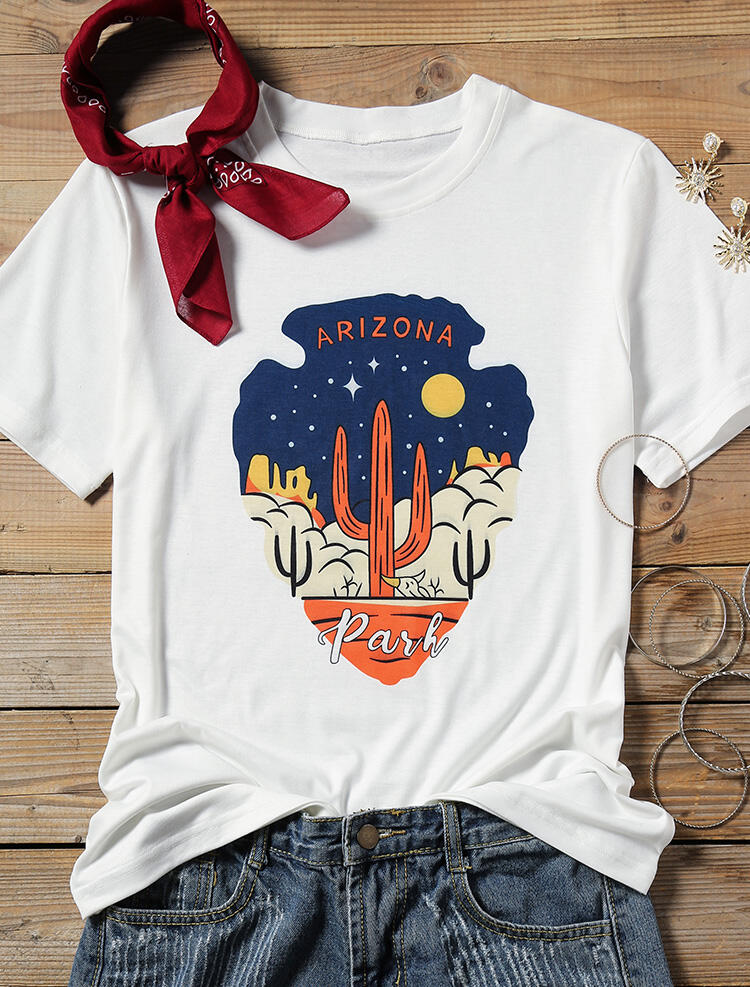 

Tees T-shirts Arizona Cactus Park T-Shirt Tee in White. Size